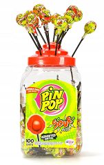 PIN POP SOUR ACIDO • KWAŚNE LIZAKI WYPEŁNIONE GUMĄ BALONOWĄ - 100 SZTUK