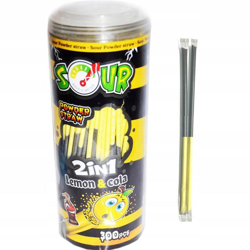 SŁOMKA Z KWAŚNYM PROSZKIEM • 2 IN 1 LEMON & COLA - 300 SZTUK